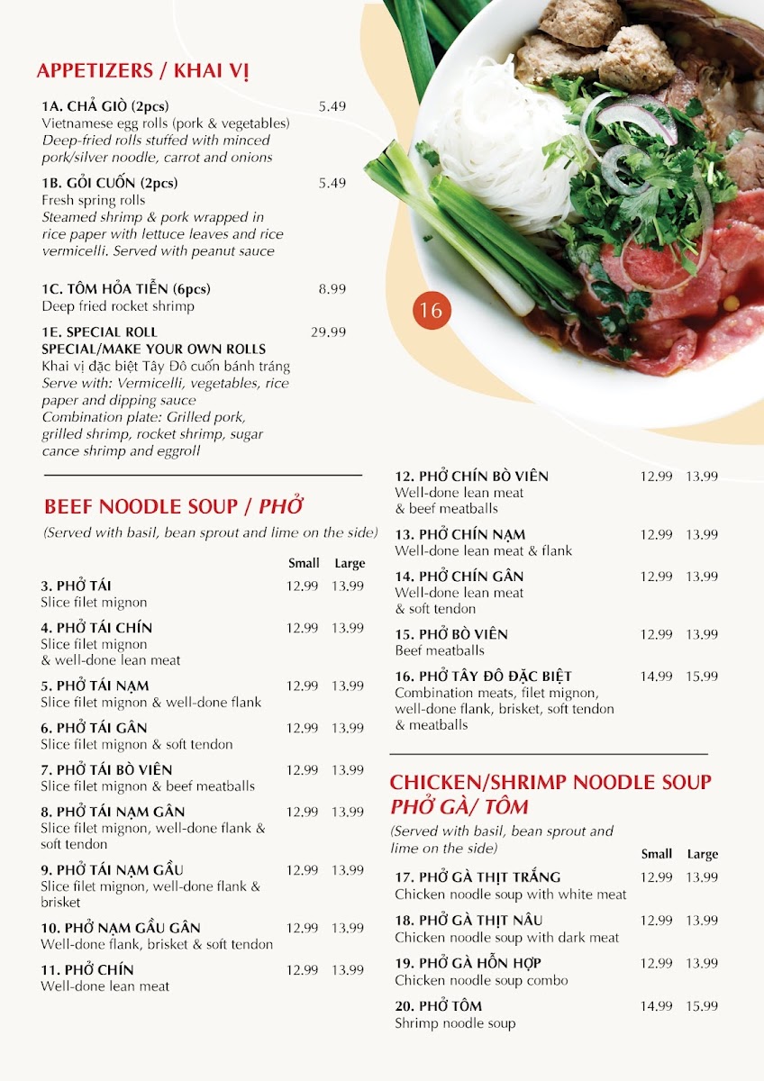 Phở Tây Đô Menu - Image 3